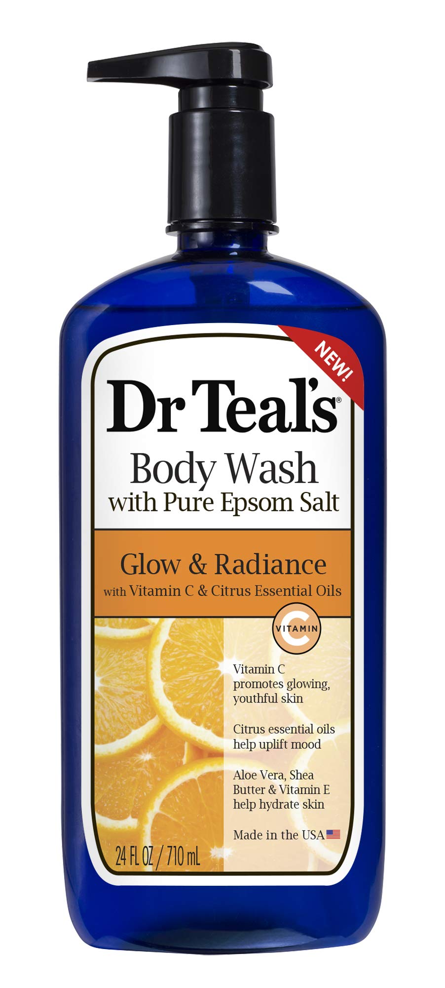 Dr Teal's gel de baño con sal de Epsom en botella para piel suave y relajación.