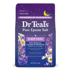 Dr Teal's botella de sal epsom puro con lavanda para relajación nocturna.