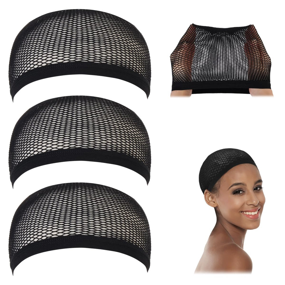 Dreamlover gorro de ganchillo negro: malla elástica para ajuste cómodo.