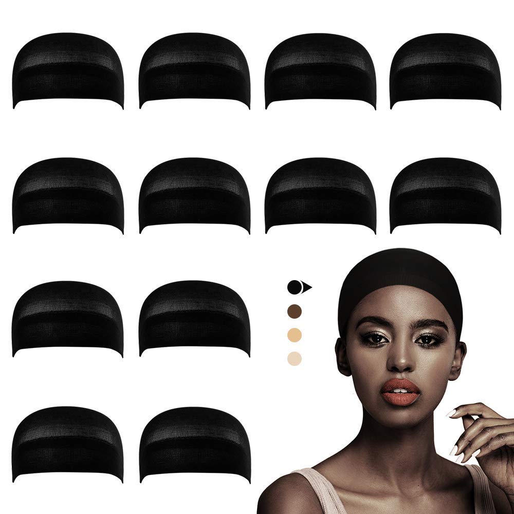 Dreamlover gorro-medias negro con dome cerrado, cobertura discreta bajo pelucas.