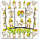 Tatuajes temporales Shrek de DreamWorks, 72 perforados para fiestas infantiles.
