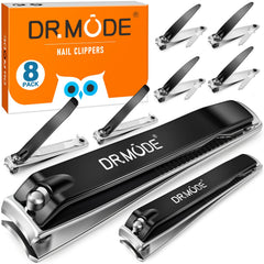 DRMODE cortaúñas para adultos: juego de 8 piezas en acero inoxidable para uñas duras