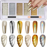 DRMODE polvo cromado oro efecto espejo para uñas, acabado brillante y duradero