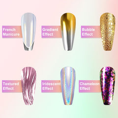 DRMODE polvos cromados espejo azul para uñas vibrantes
