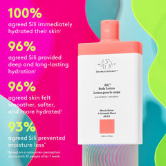 Drunk Elephant Sili Body Lotion montre les céramides et antioxydants protégeant la barrière cutanée