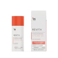DS Labs Revita Gel: bote para aplicación manual, peinado suave sin residuos.