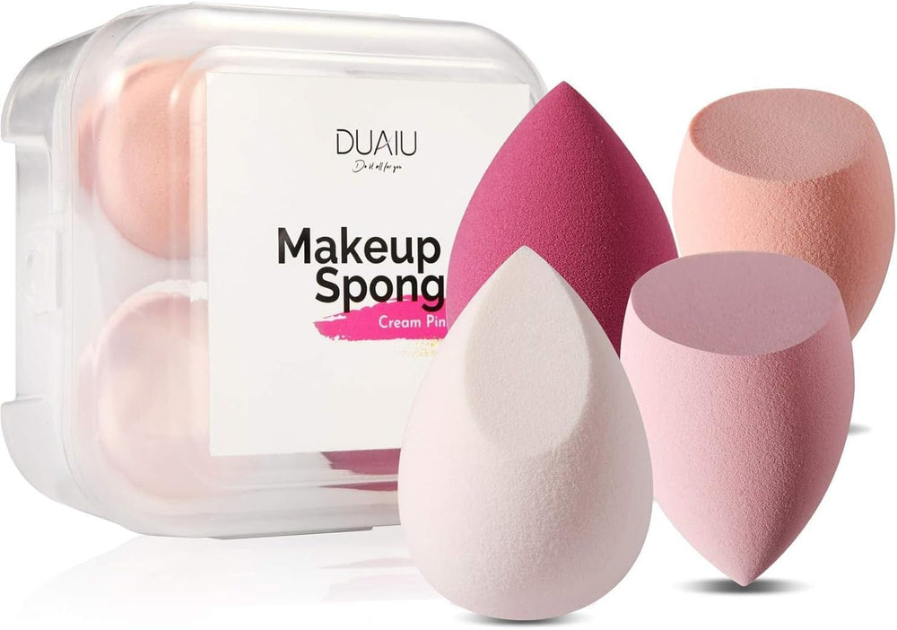 Esponja DUAIU para maquillaje en forma oliva oblicua, suave para base líquida.