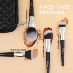Conjunto DUcare de 10 pinceles sintéticos para rostro y ojos, acabado suave