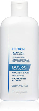 Ducray Elution Rebalancing Shampoo en botella, ideal para uso diario suave.