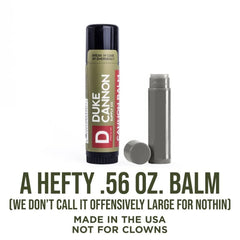 Duke Cannon Bálsamo Labial Táctico SPF 15 con hidratación duradera.