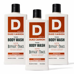 Duke Cannon gel ducha gruesa bourbon, botella visible para duchas intensas