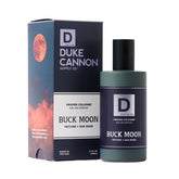 Duke Cannon Buck Moon bottle in apothecary glass for everyday wear.