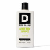 Duke Cannon Scalp Care Shampoo bottle for a residue-free cleanse.