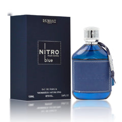 Dumont Nitro Blue: la botella azul inspira enfoque y confianza en la oficina.