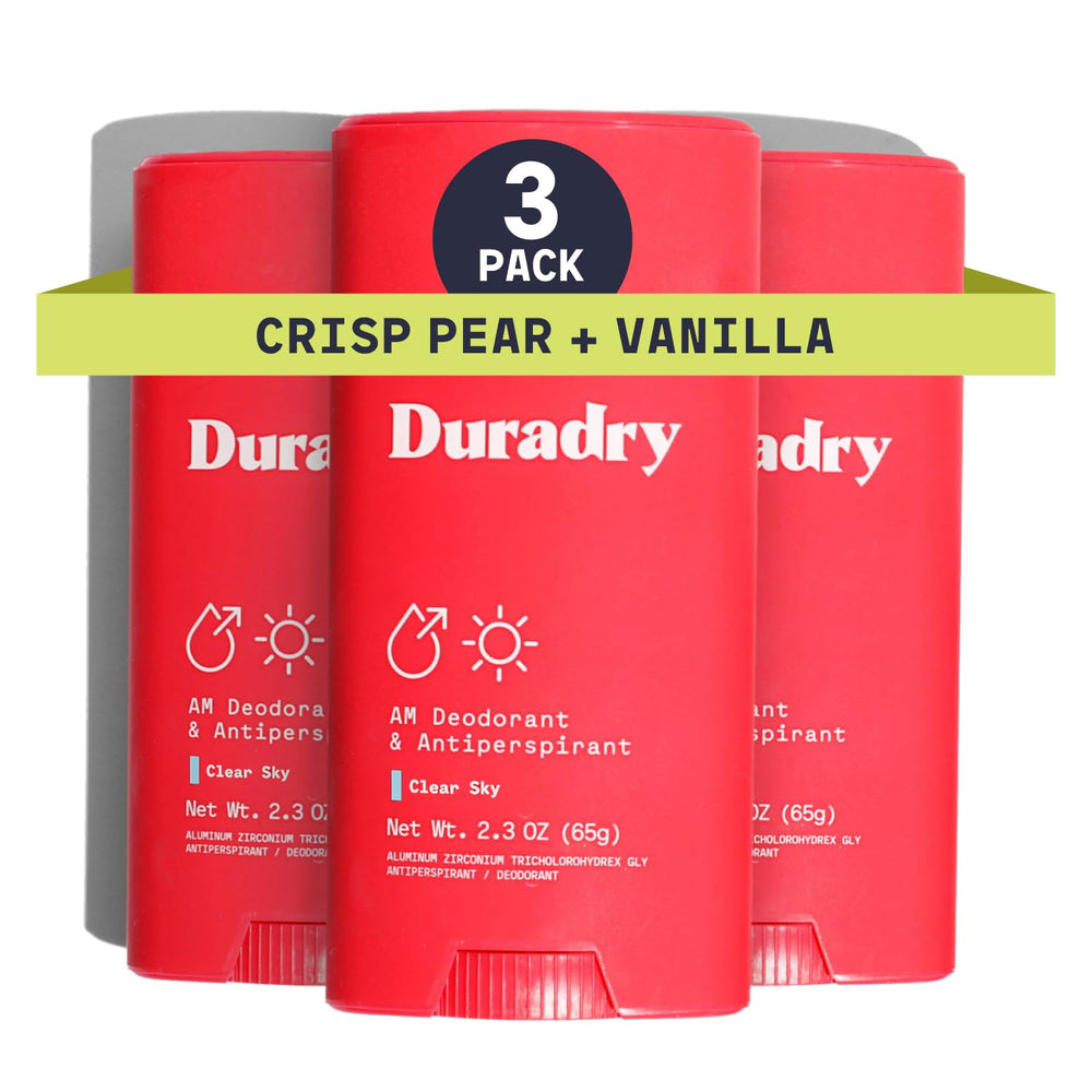 Duradry antiperspirante frente del envase, muestra protección duradera.