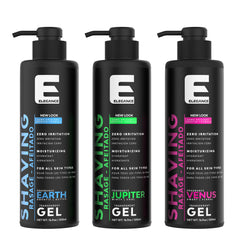 Visibilidad clara con gel de afeitado E Elegance para un afeitado más exacto.