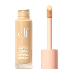e.l.f. Halo Glow Liquid Filter: botella mostrando brillo suave para un glow natural