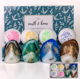 Earth & Home Savon Pierre Vert Jade — galet parfumé, hydratant et décoratif pour la salle de bains.