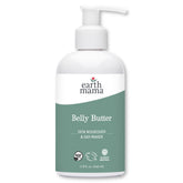 Earth Mama Belly Butter frente del envase, crema hipoalergénica para piel sensible durante el embarazo.