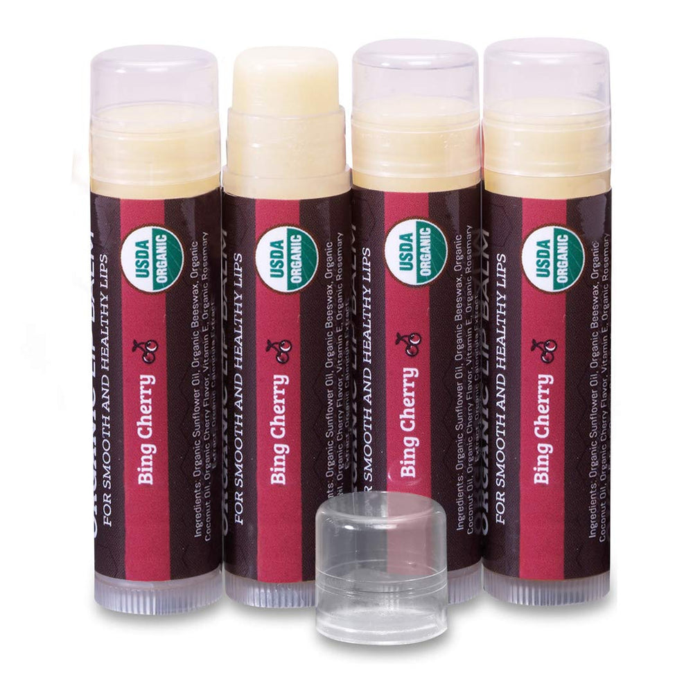 Earth's Daughter bálsamo labial cereza paquete de cuatro, hidratación diaria para labios secos