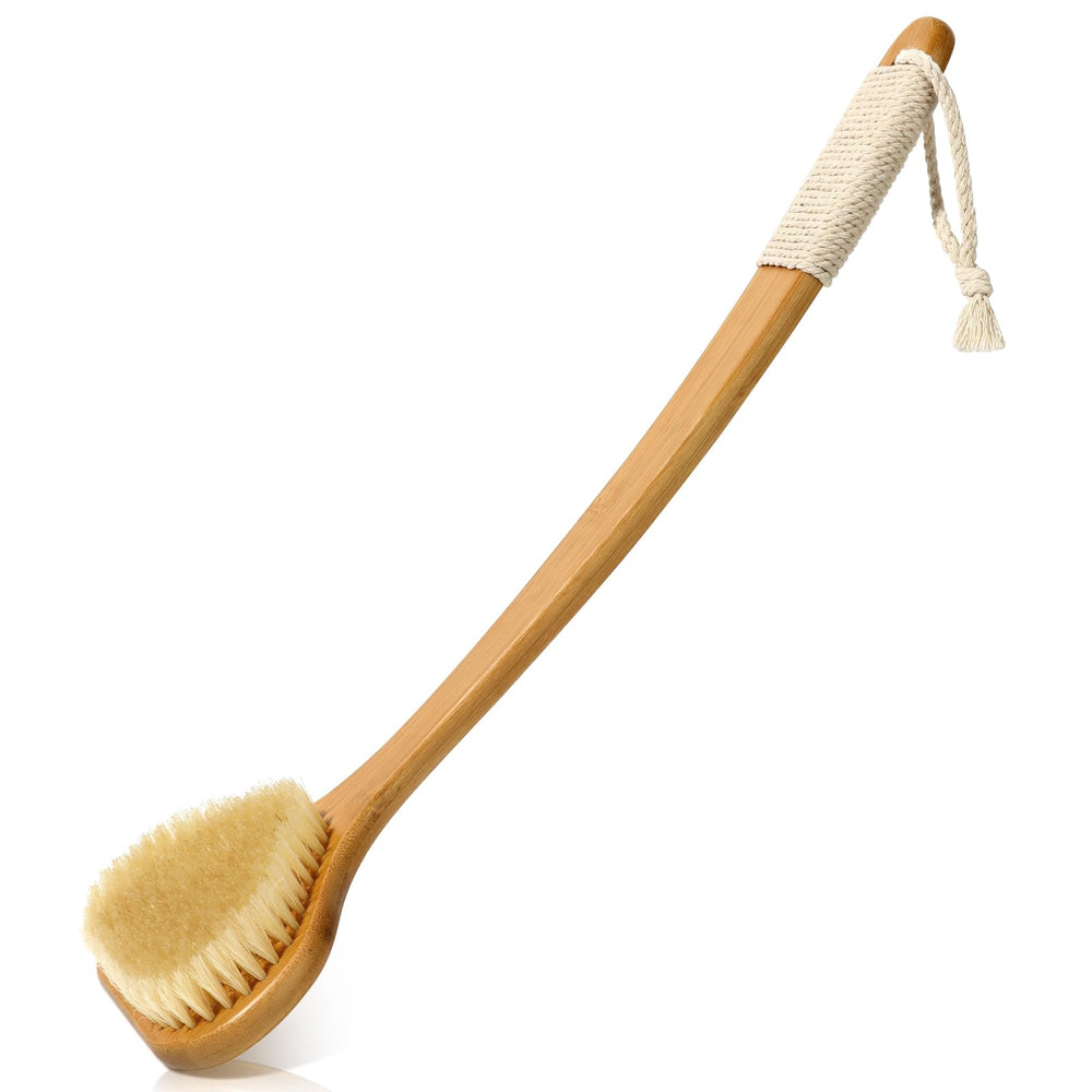 eaxun cepillo dorsal curvo de bambú facilita alcance total y exfoliación suave