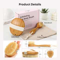 eaxun cepillo facial de bambú para exfoliar suavemente y revitalizar la piel.
