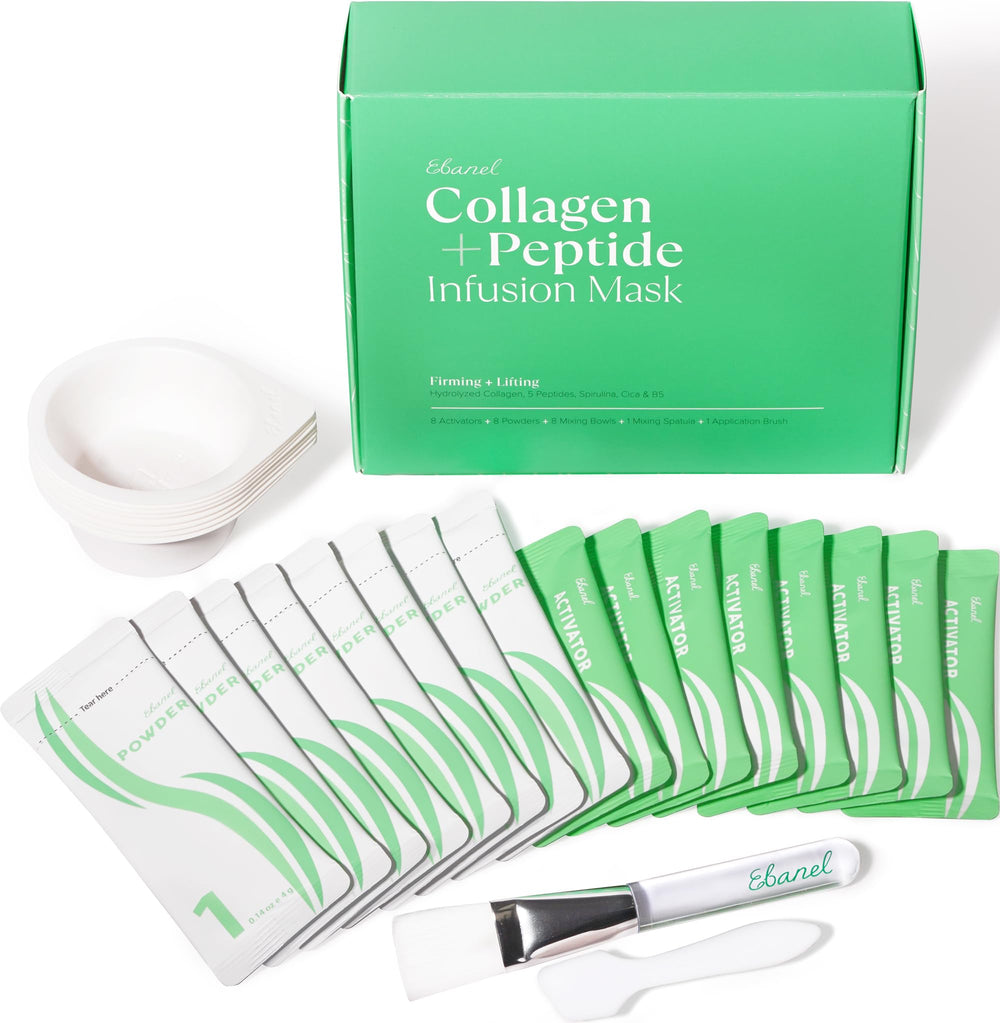 Masques Ebanel Collagène‑Peptides en ensemble 8-pack pour effet tense et éclat