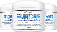 Ebanel crema urea 40% en envase, enfoque en hidratación profunda para pies.