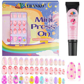 EBANKU uñas postizas infantiles con corazones, ideal para manicura divertida
