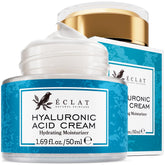 Crema hialurónico de Eclat Skincare en bote, hidratación profunda para la piel.
