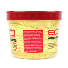 Eco Style gel argán marroquí, aplicación diaria para peinados sin esfuerzo.