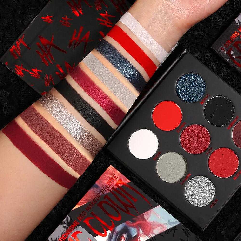 ecofavor Red Goth Eyeshadow Palette front view with nine reds for versatile looks