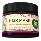 ecoLove mascarilla cabello-dano-lavanda-envase: acondiciona y suaviza cabello seco.
