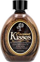 ED HARDY Coconut Kisses, bouteille dorée—hydratation intense et bronzage potentiel.