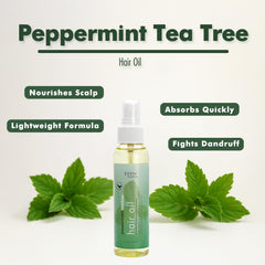 EDEN BodyWorks Peppermint Tea Tree Hair Oil applied to the scalp for soothing comfort.