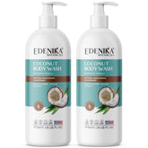 EDENIKA BOTANICALS gel de ducha coco en empaque 2-pack, hidratación suave para piel seca.