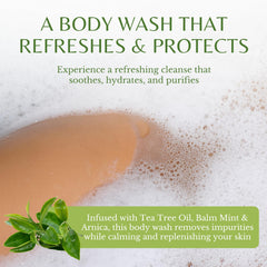 INGREDIENTES naturales de EDENIKA BOTANICALS Tea Tree Body Wash con arnica y aloe.
