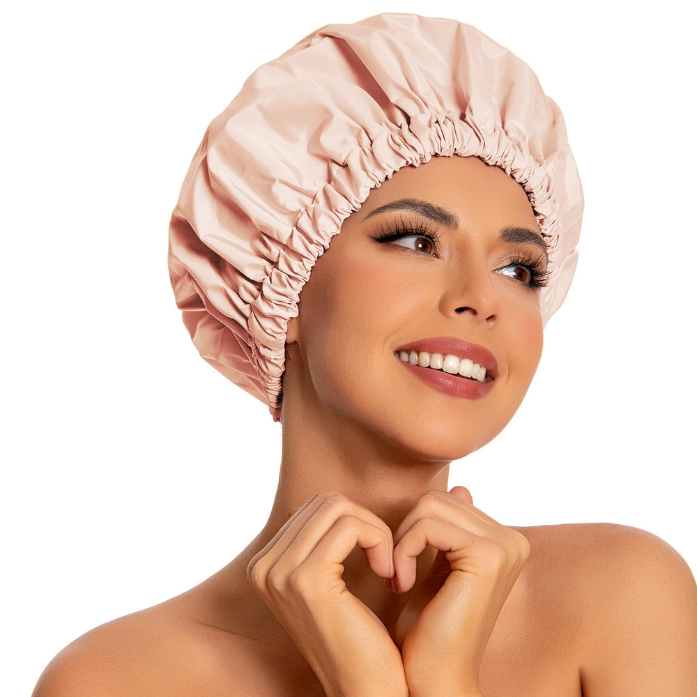 Gorra de ducha Edoneery impermeable para mujeres, mantiene el cabello seco durante la ducha