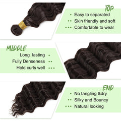 EERYA cabello crochet onda oceano marrón oscuro, combina con tonos naturales