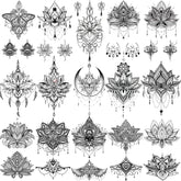 EGMBGM Lotus negro: tatuaje temporal con aspecto realista para fiestas.