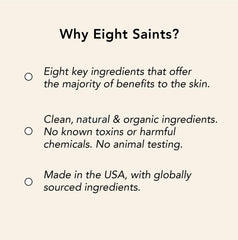 Eight Saints: masque sans parfum adapté à tous les types de peau.