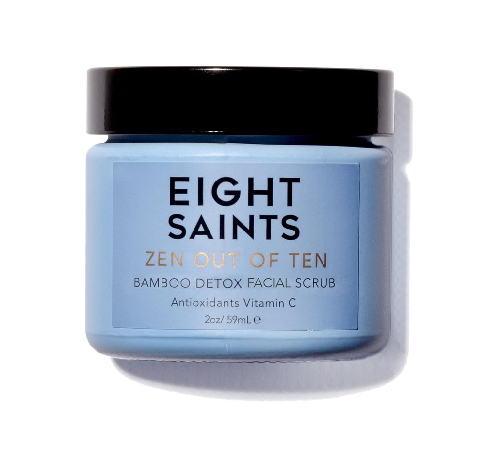 Eight Saints Zen exfoliante de bambu en frasco, textura suave para detox facial