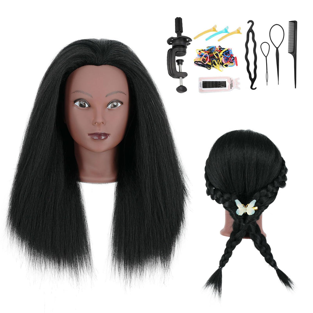 Cabeza maniquí Eiohlnd con cabello real de 16 pulgadas para practicar peinados.