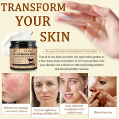 ELBBUB honey-beeswax jar close-up highlighting natural ingredients for nourishment