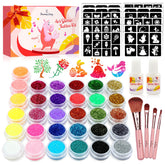 Eleanore's Diary set de tatuajes brillantes 31 colores para fiestas.