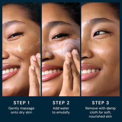 Aplicación suave sobre rostro, cuello y décolletado para limpieza profunda.