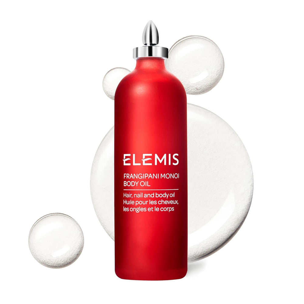ELEMIS Frangipani Monoi, botella de aceite corporal para piel suave y bien hidratada.