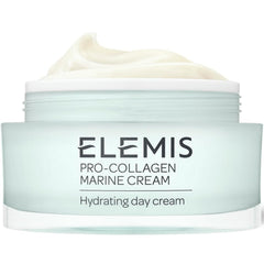 Elemis Pro-Collagen Marine Cream: envase frontal, hidratación suave para piel seca.