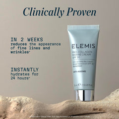 Aplicación suave en rostro, cuello y escote con Elemis Pro-Collagen Marine Cream SPF 30.
