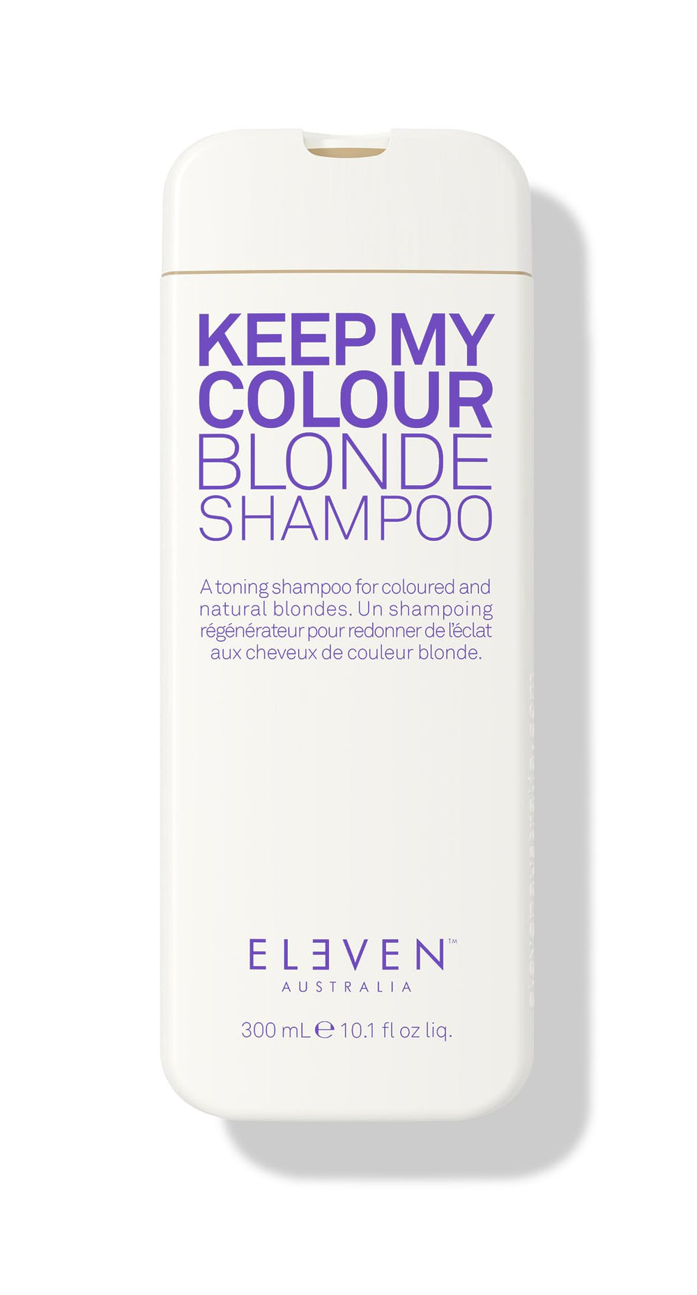 Shampoing ELEVEN AUSTRALIA Keep My Colour Blonde, bouteille bleue-violette neutralisant le jaunissement.